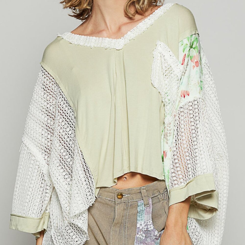 POL Oversized Top in Pistachio - Picture 2 of 5